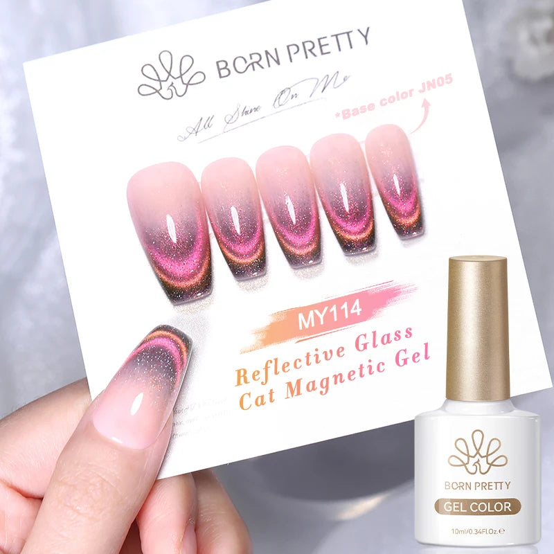 BORN PRETTY 10ml Dark Red Cat Magnetic Gel Nail Polish for Winter Nails DIY Jelly Glass Silver-Light Varnis Semi Permanent