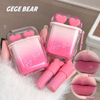 Heart Shape Glossy & Matte Lip Gloss Set Water Light Velvet Fog Labial Combination Mirror Moisturizing Plump Lips Makeup 2pc/Box