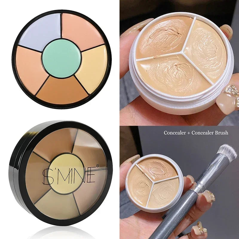 6Colors Concealer Palette Cream Texture Covers Acne Marks Dark Circles Multifunction Face Makeup Lasting Brighten Face Cosmetics