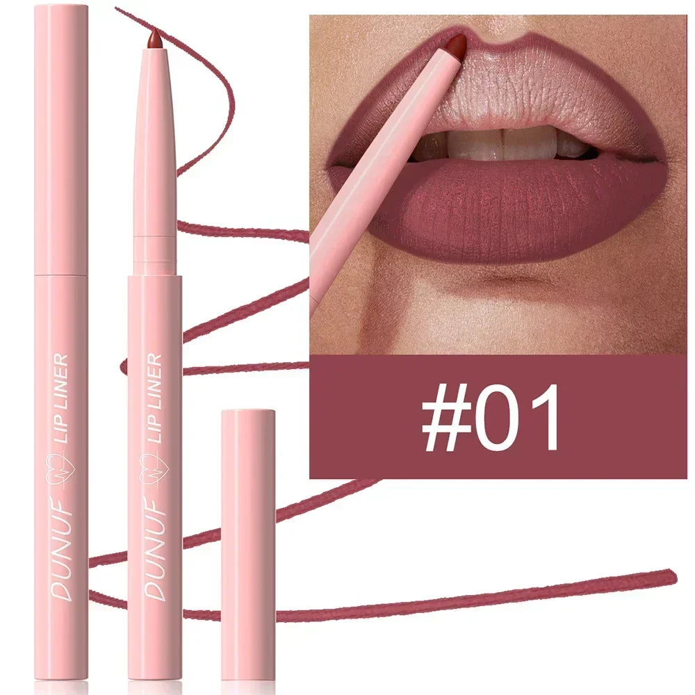 DUNUF 12 Color Velvet Matte Lipliner Pencil Waterproof Non-stick Cup Lipstick Nude Pink Lip Liner Outline Lips Contour Makeup