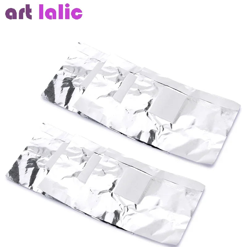 100Pcs Aluminum Foil Nail Art Remover Wraps with Acetone for Soaking off Acrylic UV Gel Polish Cotton Wipes Nail Care Tools