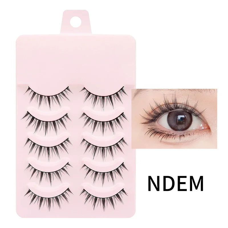 5 Pairs Manga Lashes Soft Natural Long False Eyelashes Anime Wispy Strip Lashes For Korean Doll Eye Makeup Look