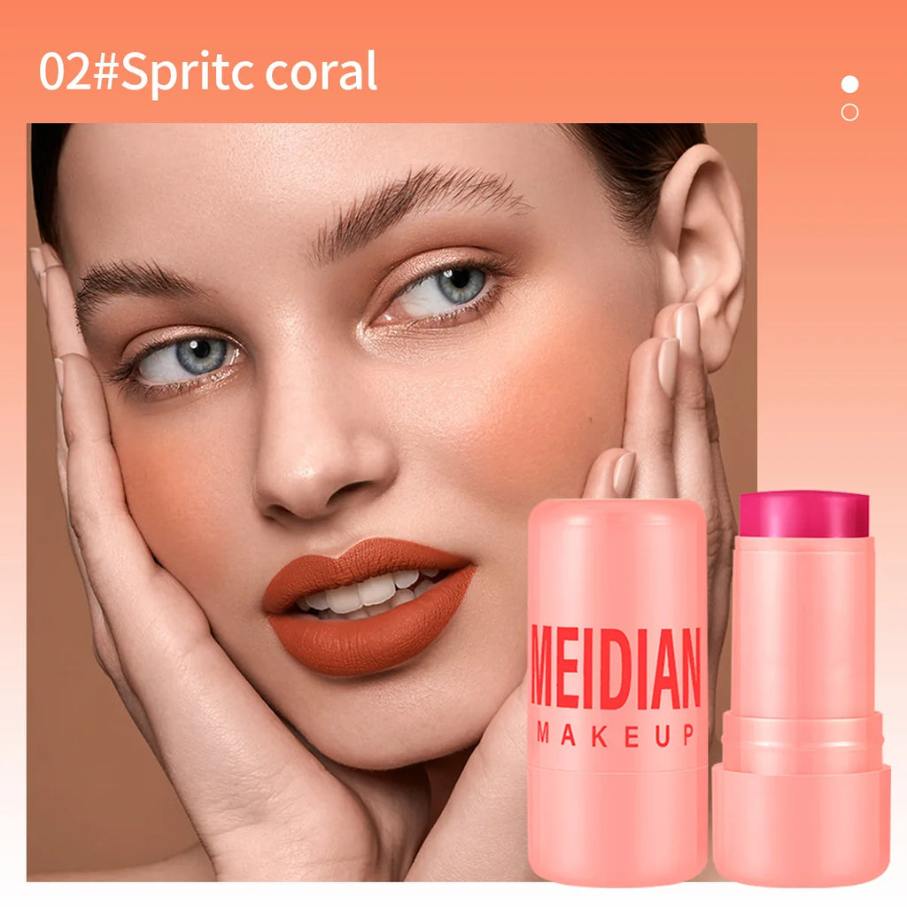 Easy Makeup Jelly Powder Blusher Stick Waterproof Long-lasting Lip And Cheek Color Dual-use Facial Powder Blusher Cream