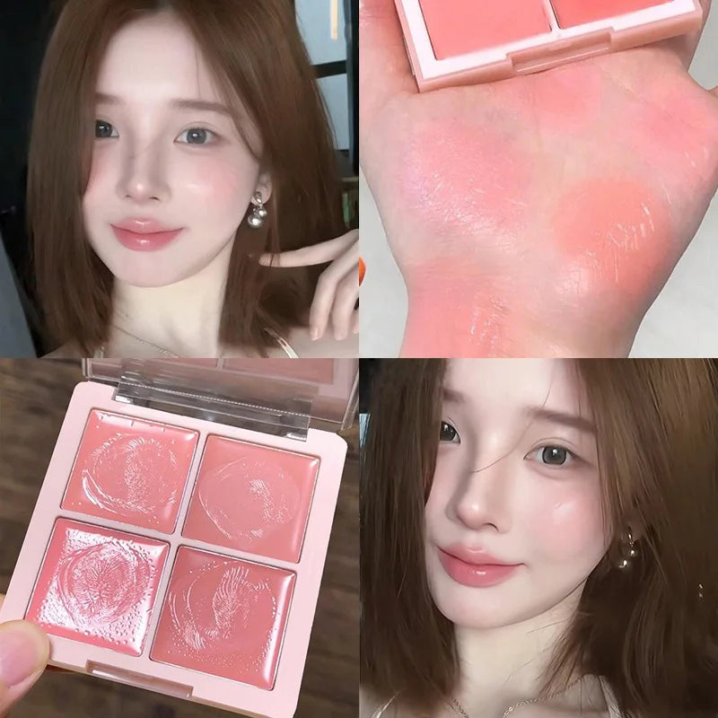 Multi-Purpose Creamy Blush Waterproof Moisturizing Highlighter Mud Cream Cheek Eyes Watery Peach Rouge Contour Tint Cosmetics