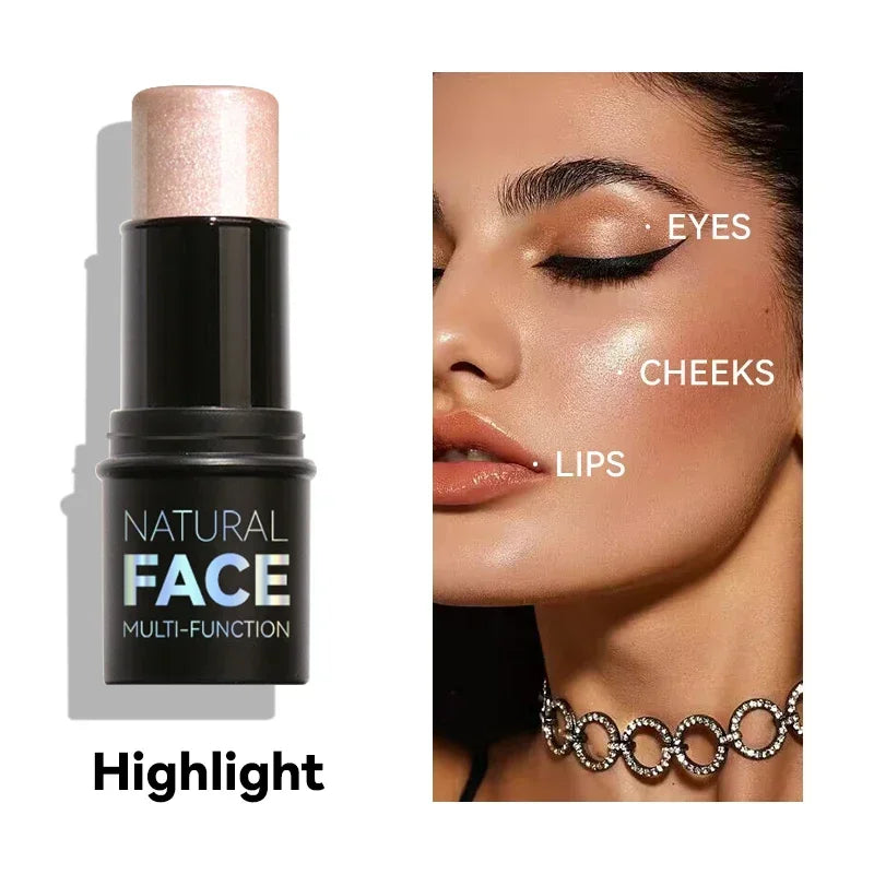 Makeup Face Cream Contour Sticks,Shades with Highlighter & Bronzer & Blush, Non-greasy and Water-resistant Face Contouring Pen