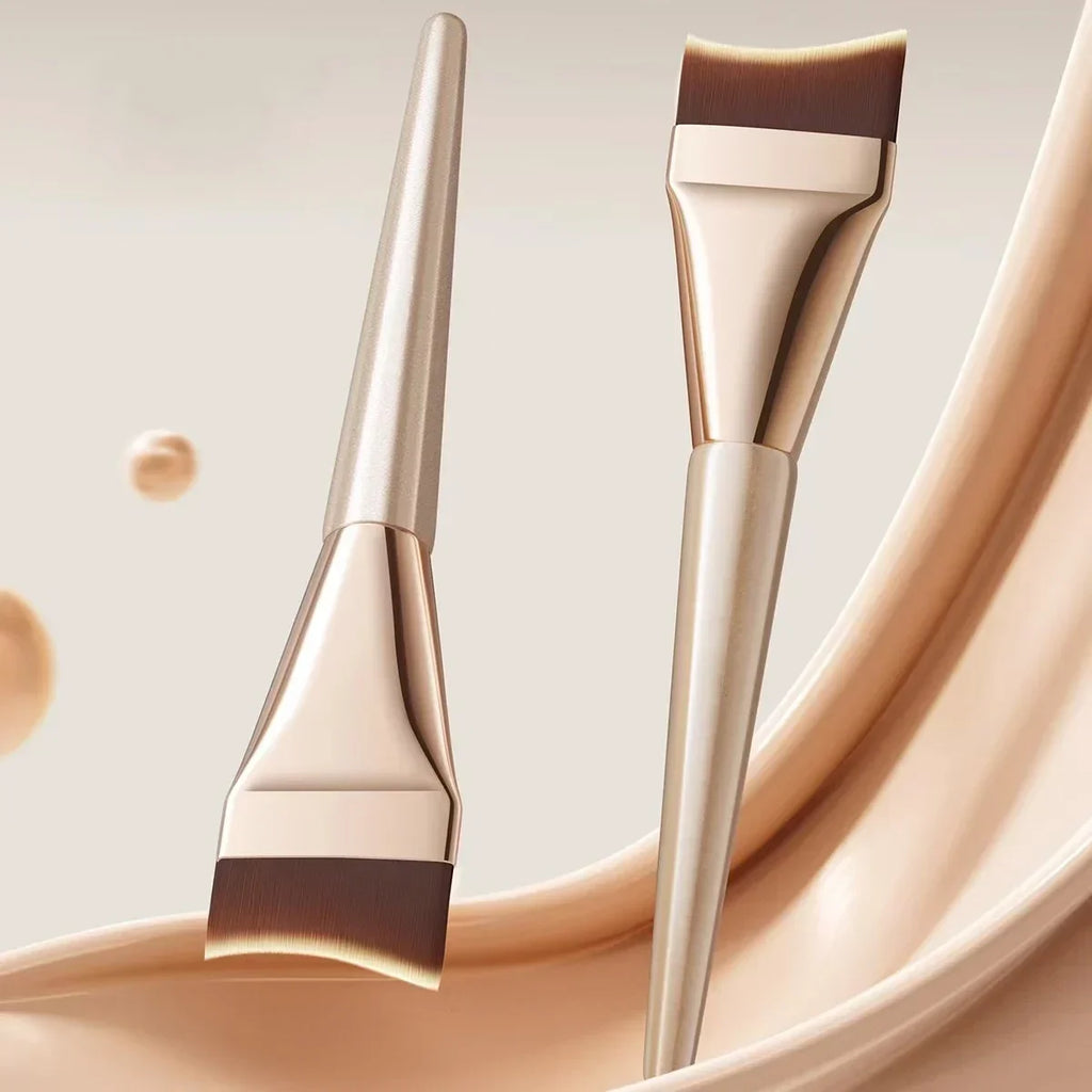 Arc-Fit Foundation Brush - Ergonomic Contour for Streak-Free Blending, Vegan Micro-Flex Bristles (Travel & Salon Use)