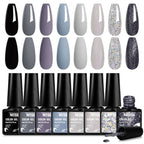 6PCS/Set Colorful Gorgeous Gel Nail Polish Kit Autumn Series Sparkling Shinning Manicure Soak Off Black White Nails Art Varnish