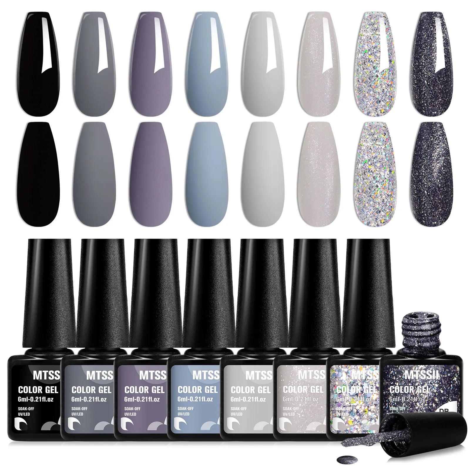 6PCS/Set Colorful Gorgeous Gel Nail Polish Kit Autumn Series Sparkling Shinning Manicure Soak Off Black White Nails Art Varnish