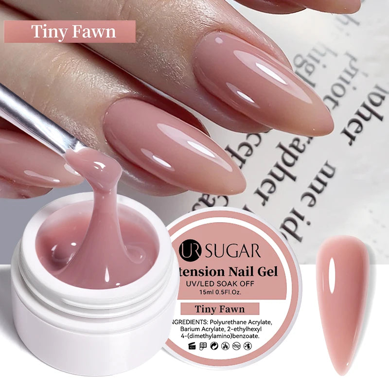 UR SUGAR Milky White Clear Pink Color 15ml Jelly Extension Nail Gel Polish Soak Off UV LED Gel Varnish Manicure Tips Tools