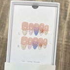 10pcs French Almond Press on Nails Flower False Nails Wearable Stick-on Nails Fake Nail Uñas Postizas Mujer Накладные Ногти 네일팁