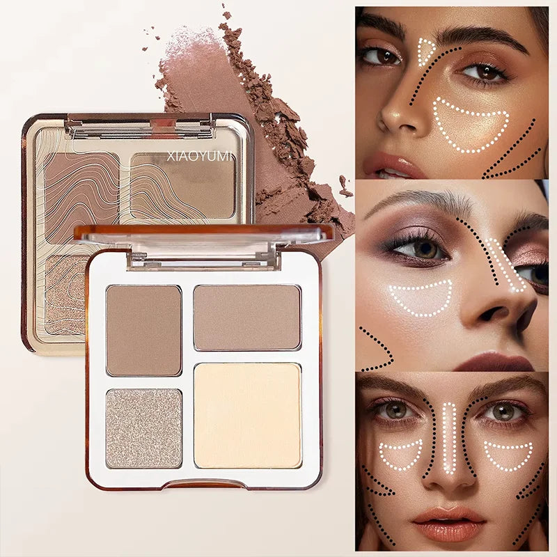 Natural Stereoscopic Face Powder Palette  Matte Bronzer  Contour Shading  Multifunctional Highlighter  Cosmetic Blush gift