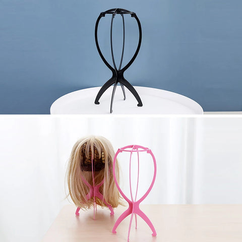 1Pcs Wig Stand Plastic Hat Display Wig Head Holders 17x36Cm Mannequin Stand Portable Folding Wig Stand Pink Hair Display Tools