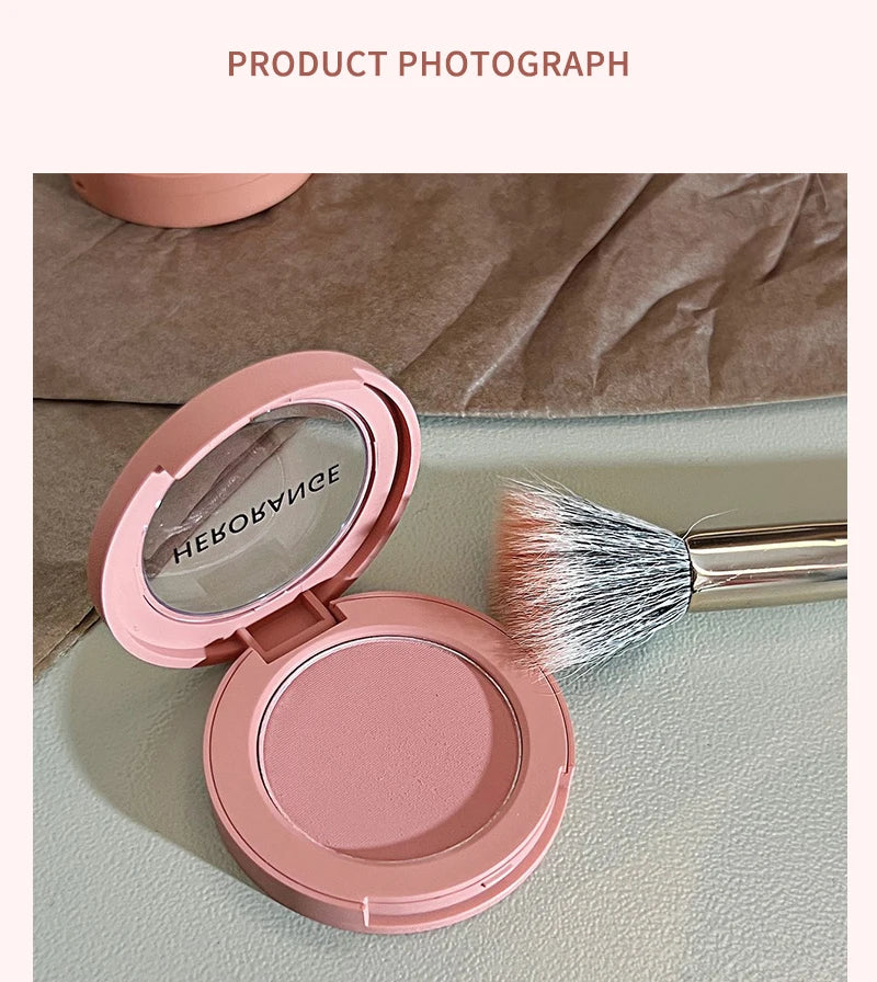 HerorangeHR402 Serbuk Serbuk Monokrom Kalis Air Panjang Tahan Lama Plat Peach Orange Kabus Lembut Lembut Matte Semulajadi Blush