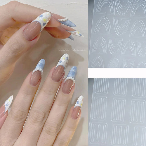 1pcs Hollow Lace Simple Fashion French Nail Stickers Self-Adhesive Slider Nail Art Decals Decoration DIY Nail Art Accessories