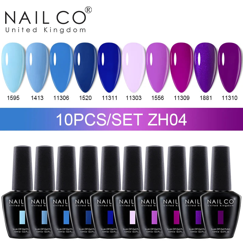 NAILCO 15ml 10pcs/Set Nude Colors Gel Nail Polish UV Gel Nail Polish Pink Nail Lakiery Esmalte Top Base Nail Art Design Vernis