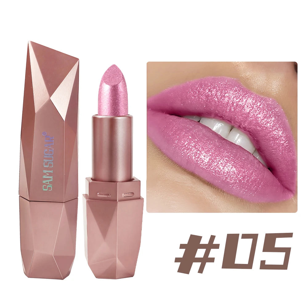 SAM SUGAR  6-color dazzling gold moisturizing long-lasting lipstick Diamond pearl fine sparkle color lipstick