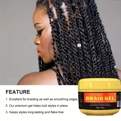 GZE Stronghold Braid Gel for Perfectly Styled Braids and Twists - Long Lasting and Non-Flaking Formula - Great for Natural Hair