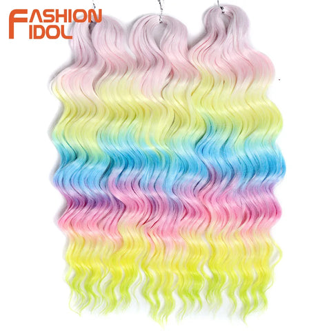 Anna Hair Synthetic Loose Deep Wave Braiding Hair Extensions 24 Inch Water Wave Braid Hair Ombre Blonde Twist Crochet Curly Hair