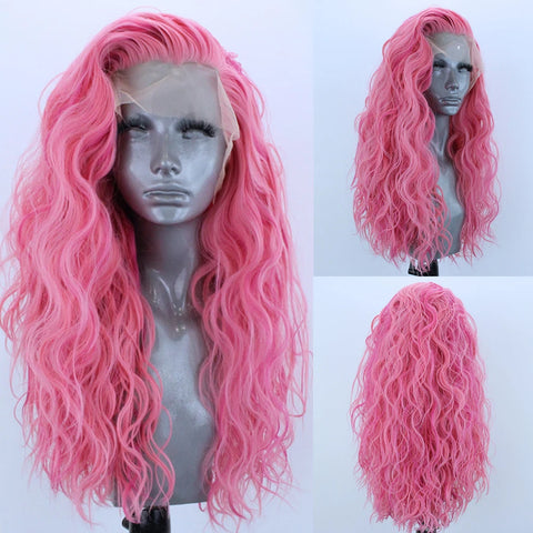 AIMEYA 13*4 Synthetic Lace Front Wigs for Women White Blonde Lace Wig Heat Resistant Fiber Natural Hairline Cosplay Party Wigs