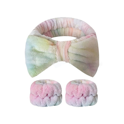 Wash Face Headbands For Women Coral Fleece Hair Bands Cuff Waterproof Bands Absorbent Wristbands Head Band Hair Accessories Set