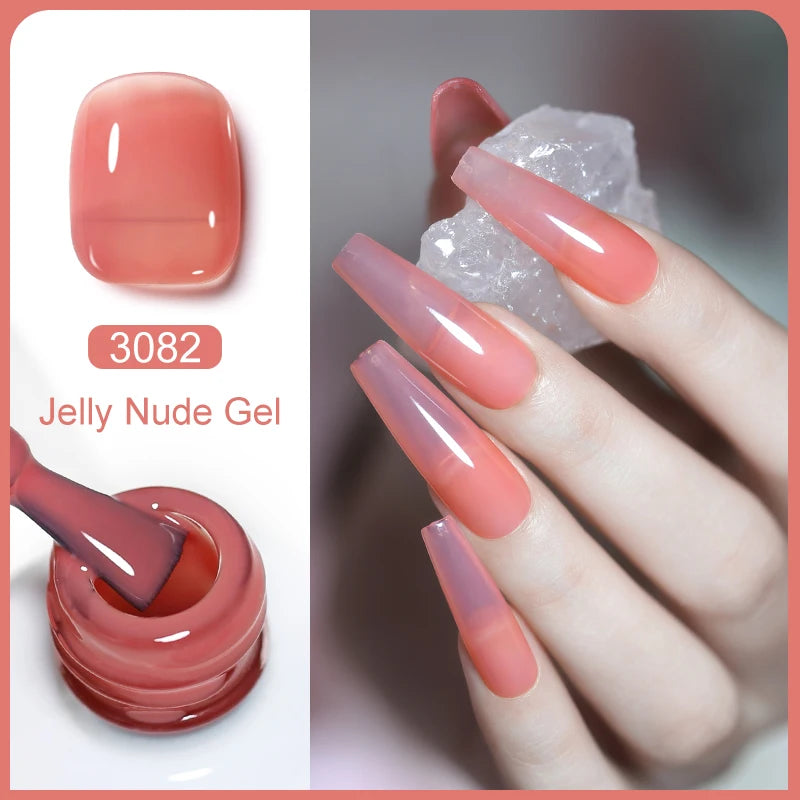 Arte Clavo Transparent Nude Pink Color Jelly Gel Nail Polish Semi Permanent 15ml Top Coat Soak Off UVLED Varnish Nail Art Design