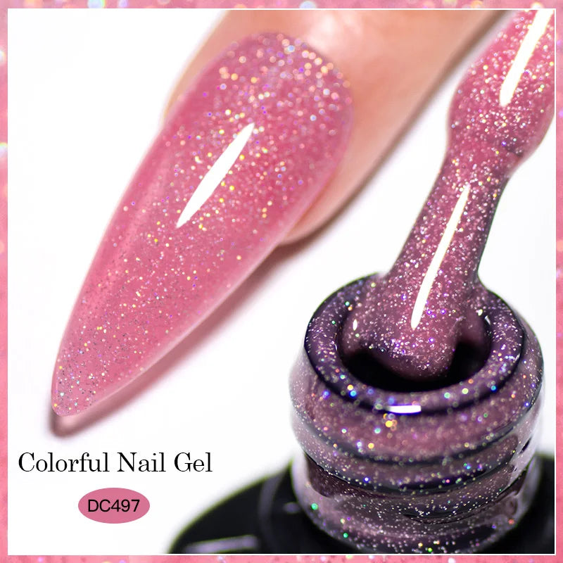 7ml Champagne Gold Sliver Reflective Nail Gel Polish Sparkling Shining Glitter Pink Red Nail Supplies Semi Permanent Gel Varnish