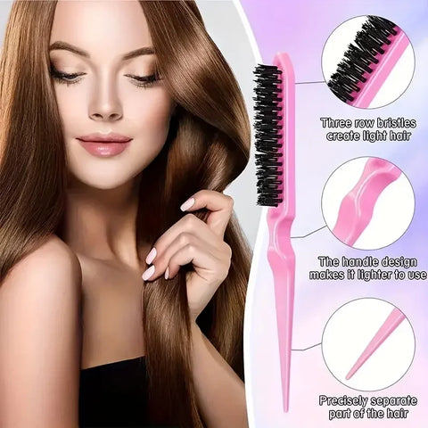 6pcs Hair Brush Set Spray Bottle Hair Braiding Loop Rat Tail Comb Teasing Hair Brsuh Edge Hair Brush Curly Hair Accessories