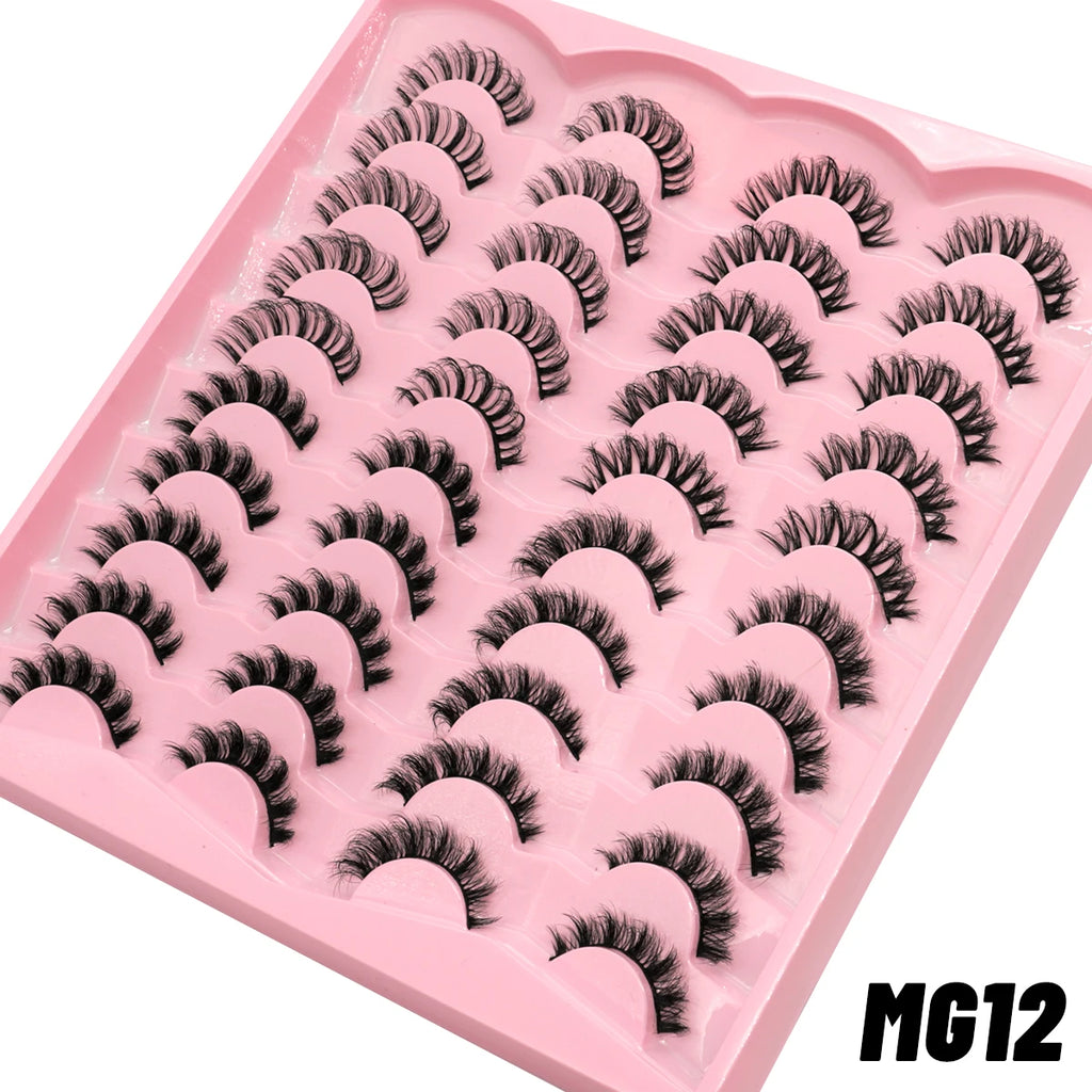 GROINNEYA 5/20 Pairs Russian Strip Lashes DD Curl False Eyelashes Natural Lashes Strips Curl Pack 4 Styles Eyelashes Extensions