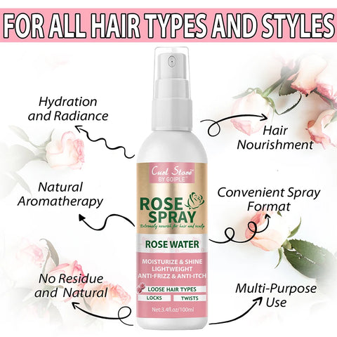 Keratin Protein Serum Anti Frizz Heat Thermal Protection Spray Rose Water Mist for Repair Damaged Curl Hair Smooth & Moisturize