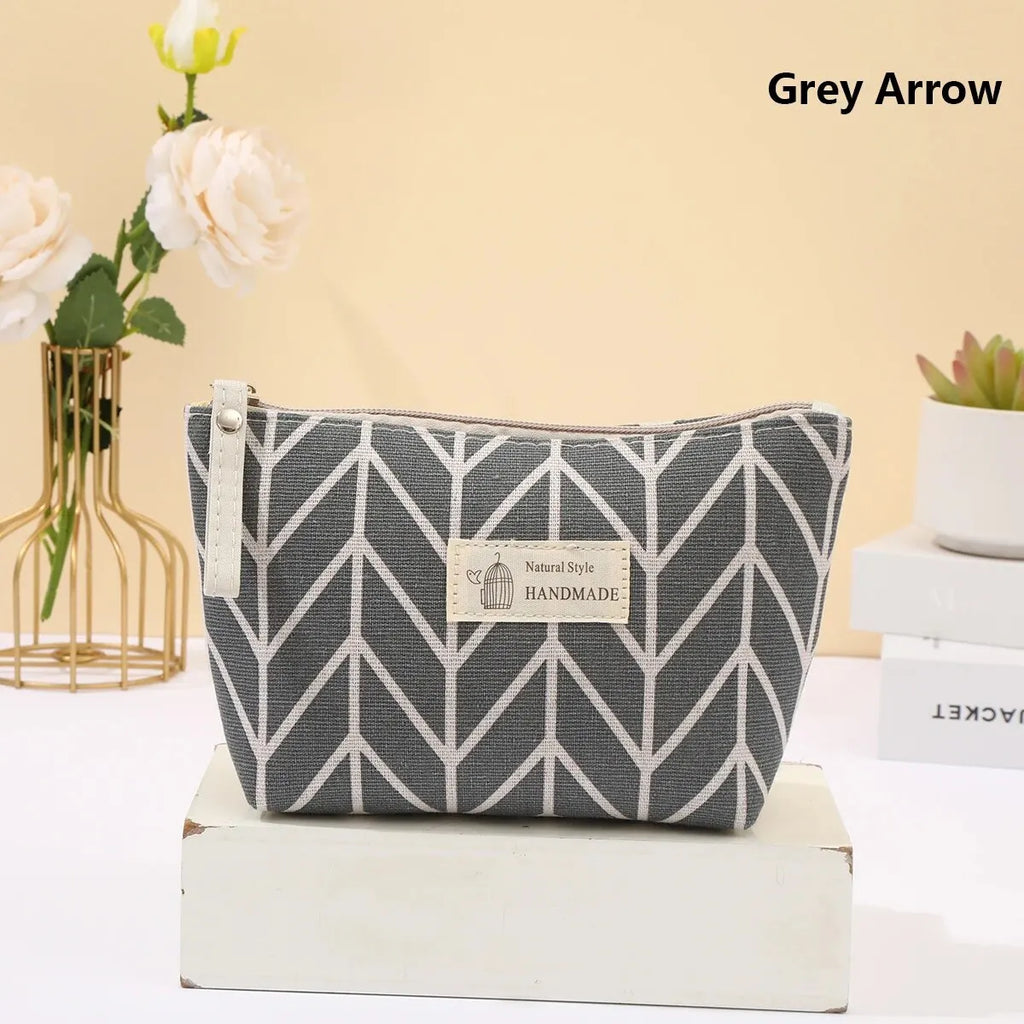 New Canvas Cosmetic Bags Zipper Opening Key Card Holder Cartoon Student Pencil Case Coin Purse Ladies Hand Portable Storage Bag