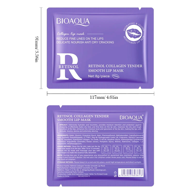 BIOAQUA Retinol Crystal Collagen Lip Mask Moisturizing Plump Lips Gel Masks Anti Wrinkles Hydrating Lip Plumper Lips Skin Care