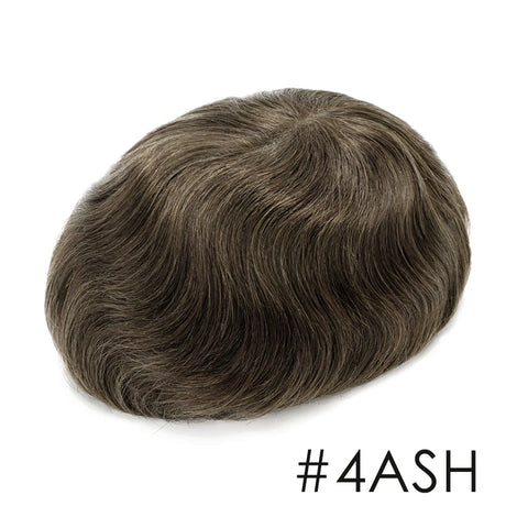 Invisible Knot Natural Hairline Men Toupee Thin Skin Male Wig Remy Human Hair 0.06mm 0.1mm Men's Capillary Prosthesis System