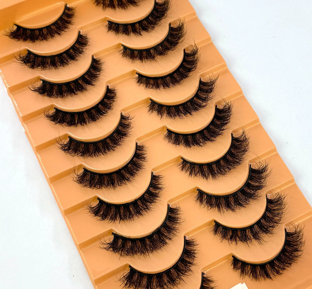 10 pairs of Russian striped eyelashes fluffy artificial mink eyelashes 3D fake eyelashes Russian curly eyelashes fake eyelashes