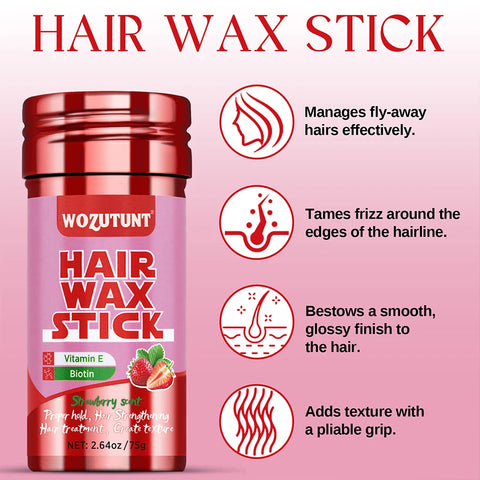 Strawberry Flavor Hair Wax Stick Vitamin E Smooth Dry Frizz Broken Hair Proper Hold Create Texture Styling Pomade for Women