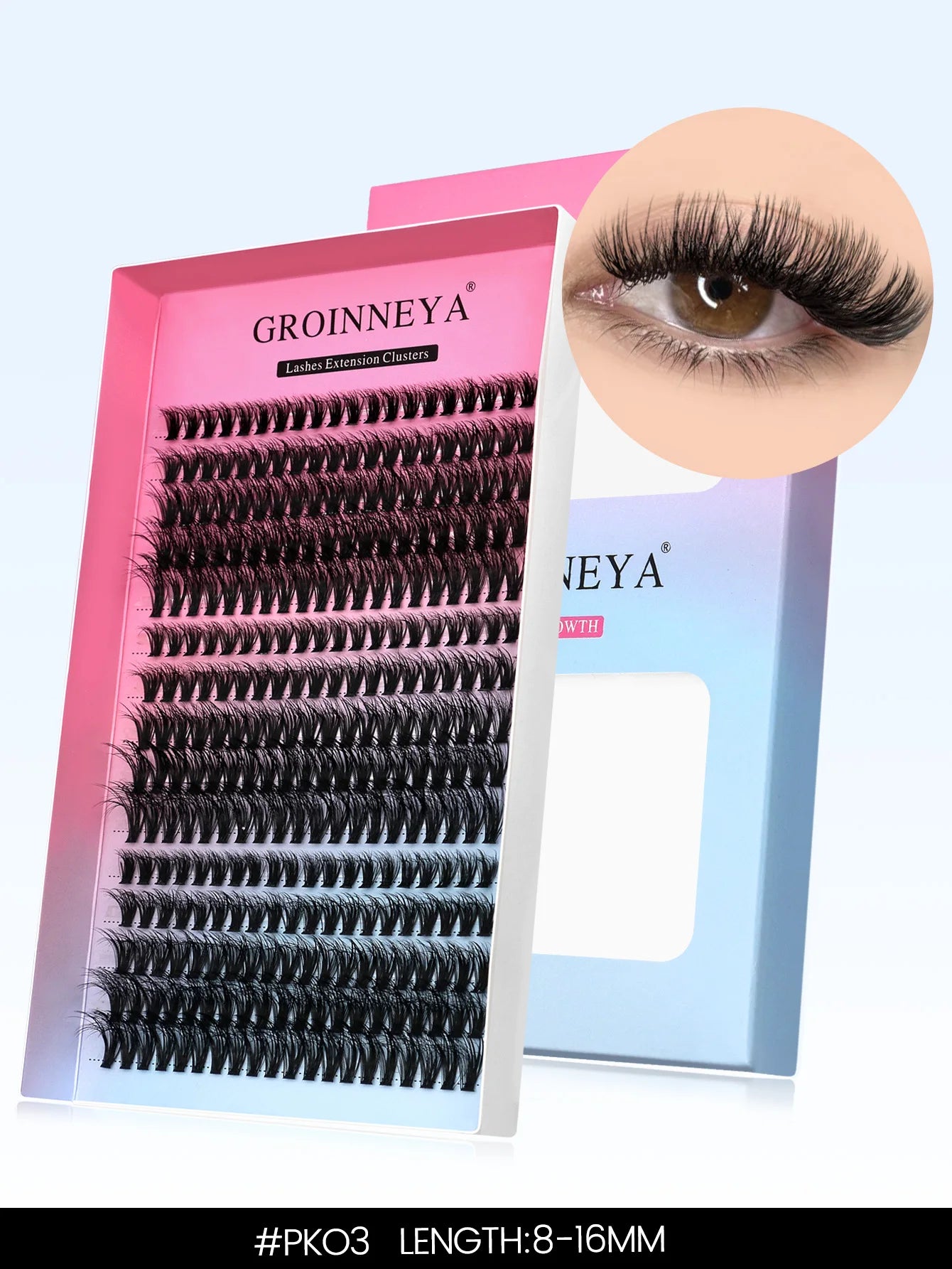 GROINNEYA DIY Eyelashes Cluster Lashes Lash Extension Natural Soft 100% Handmade Mink Lashes Reusable Makeup