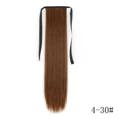 LISI GIRL Synthetic Hair 22''34'' Long Straight Ponytail Wrap Around Ponytail Clip in Hair Extensions Black Hairpiece Headwear