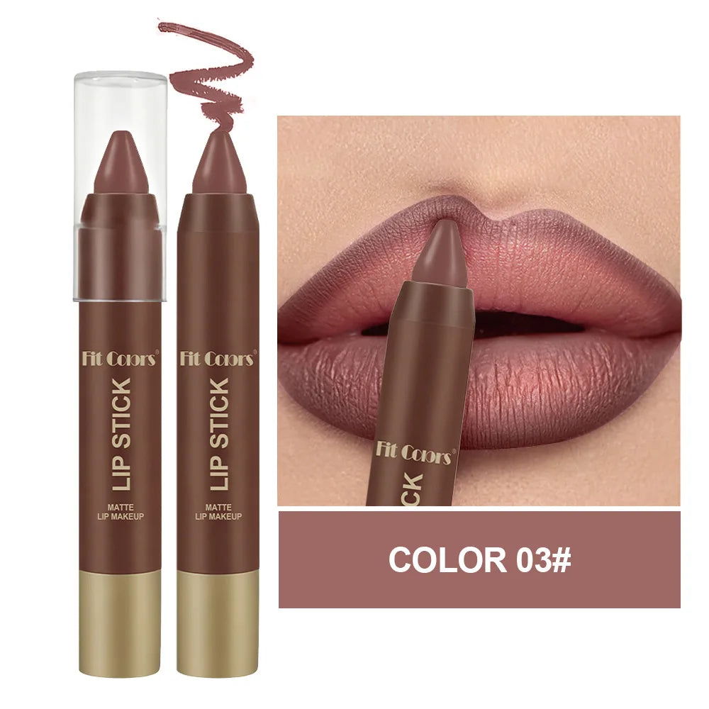 Matte Chocolate Brown Lipstick Crayon Non-stick Cup Lip Liner Pencil Soft Mist Waterproof Creamy Pigmented Lip Outline Contour