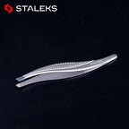 STALEKS TC-12/3 High Precision Eyebrow Tweezers Stainless Steel Slant Tip Tweezers Makeup Tool Hair Removal Tweezer with Storage