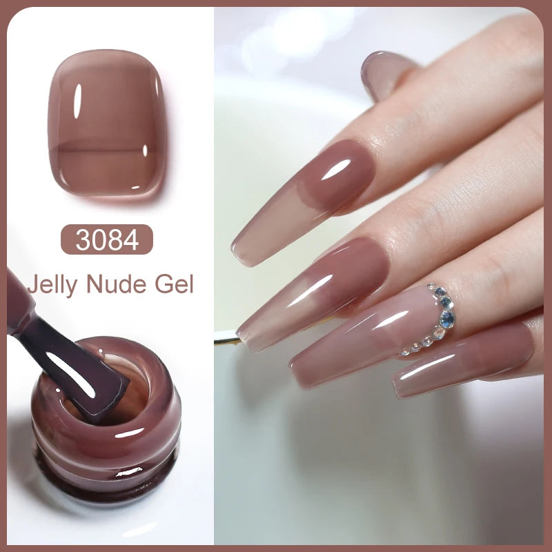 Arte Clavo Transparent Nude Pink Color Jelly Gel Nail Polish Semi Permanent 15ml Top Coat Soak Off UVLED Varnish Nail Art Design