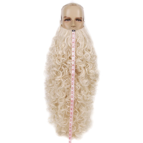 REEWES Christmas Santa Claus Hair Wig+Beard Set Cosplay Accessory Blonde synthetic  Wig For Men Halloween Dress Costume