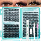 SEEUI DIY Cluster Lashes Kit Individual Lashes 3D Faux Mink Lashes Wispy Eyelash Extension Kit with Bond&Seal Lash Tweezer