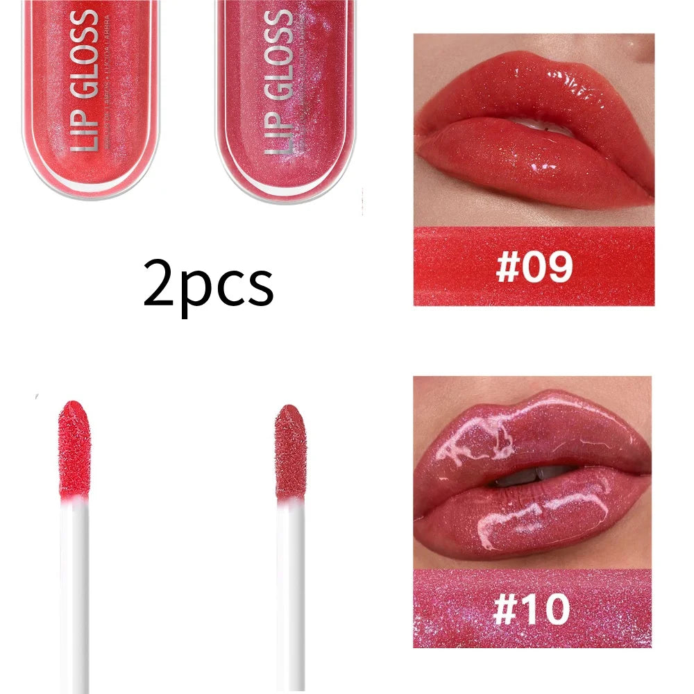 USHAS 12 colors mirror fine flash liquid lipstick pearlescent color waterproof sweatproof non-stick cup lip gloss