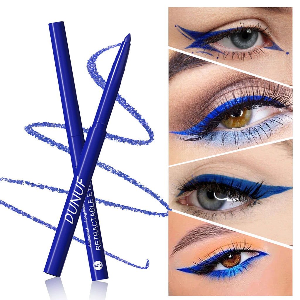 Waterproof Matte Blue Eyeliner Gel Pencil Ultra-fine Smooth Quick Dry Non-Smudge Easy Wear Black Brown White Eyeliner Pen Makeup