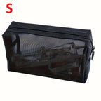 1PC Travel Black Mesh Cosmetic Bag Zipper Makeup Bag For Women Wash Toiletry Bag Makeup Organizer Portable Storage Pouch