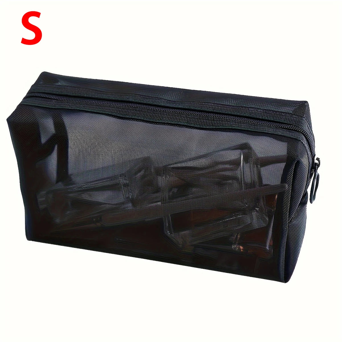 1PC Travel Black Mesh Cosmetic Bag Zipper Makeup Bag For Women Wash Toiletry Bag Makeup Organizer Portable Storage Pouch