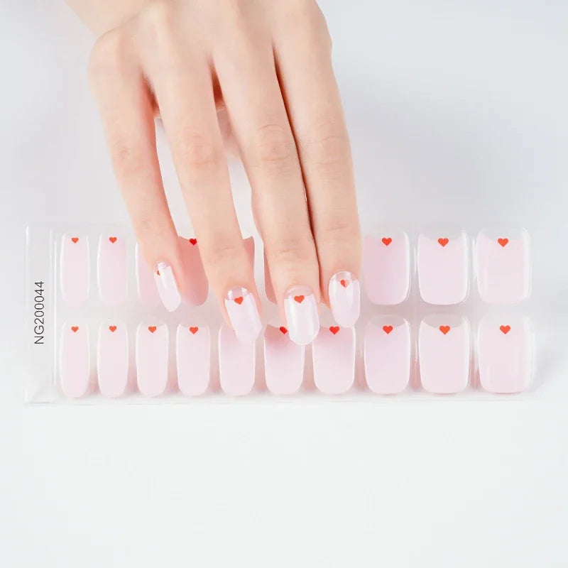 Leopard Semi-Cured Gel Nail Strips Simple Transparent Color Adhesive Long Lasting Gel Nail Stickers Harden In UV Lamp Need