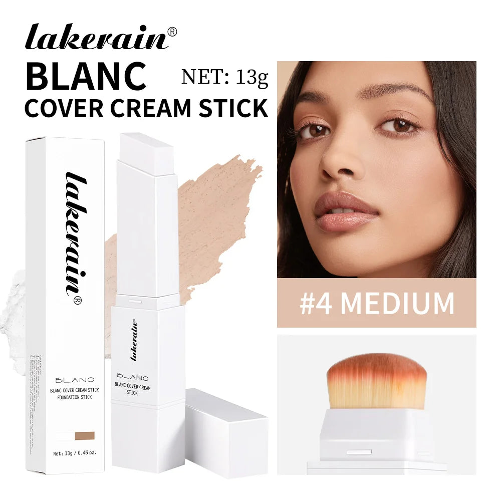Waterproof Blanc Cover Cream Stick Dual-ended Design Creamy Texture Concealer Foundation Buildable Coverage Face Base Makeup