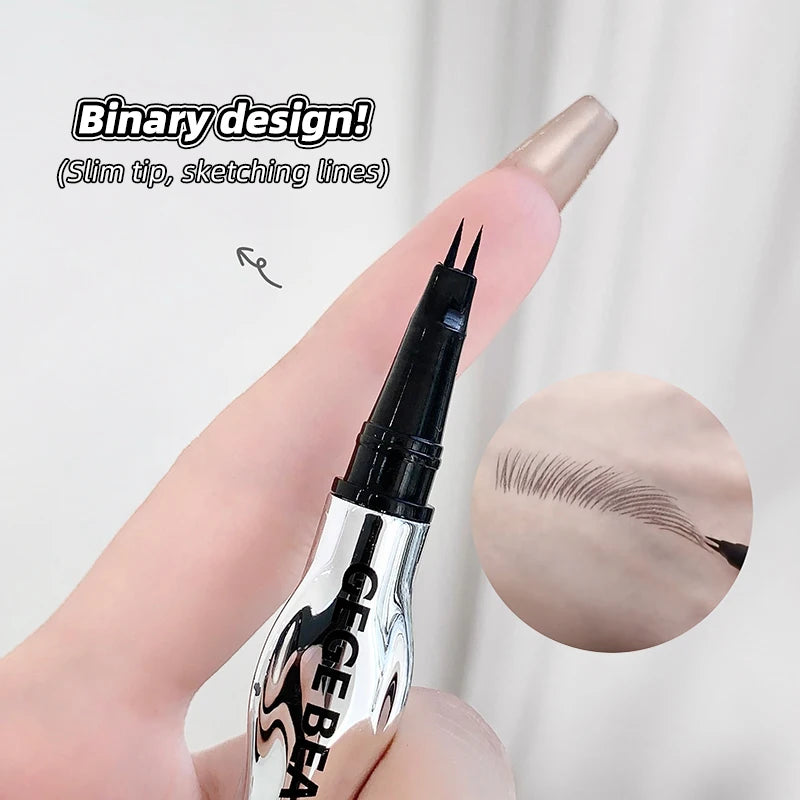 Two-Prong Eyebrow Pen For Women Gege Bear Long-lasting Natural Strokes Waterproof Anti-Sweat Non-smudged All-Day Wear Eye Makeup