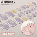 26Tips French Leopard Print UV Gel Toenail Sticker Bronzing Dye Gradient Cross-border Semi Baked Gel Nail Sticker UV Lamp Needed