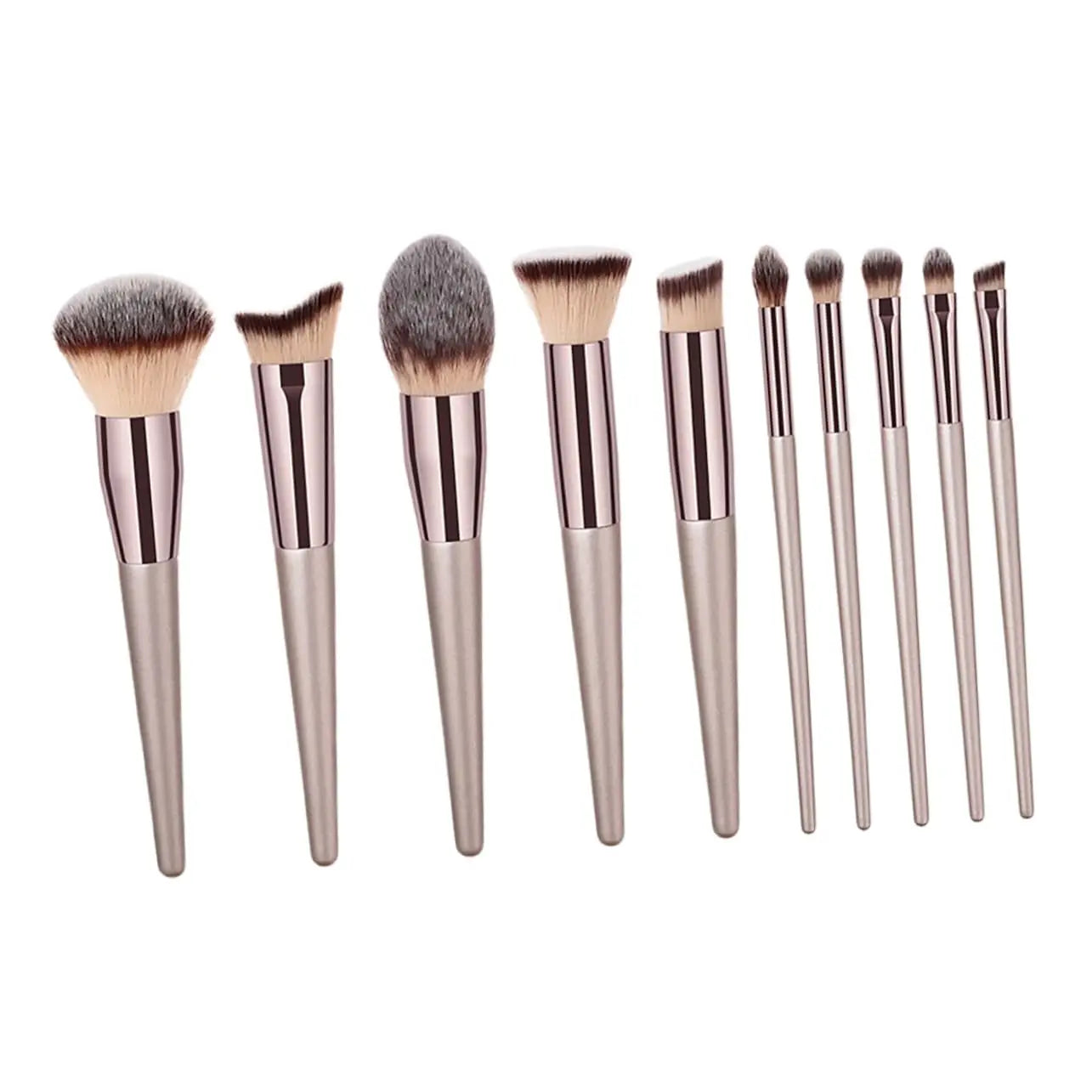 10PCS Vegan Brush Set - Air Cushion Nylon Bristles for Foundation/Contour/Eyeshadow (Beginners/Pros)